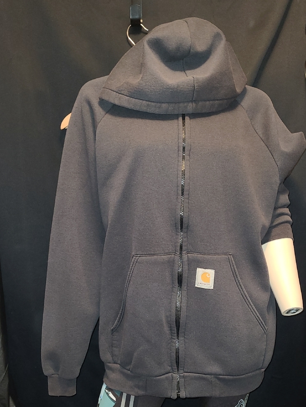 Vintage Carhartt K131 Black (BLK) Thermal-Lined Hooded Zip-Up Sweatshirt JUNE 05